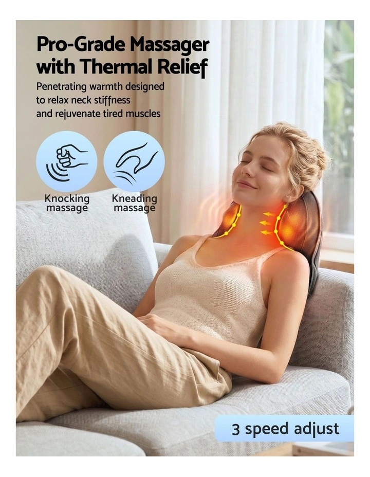 Livemor Cordless Heated Massage Pillow 3-Speed Deep Tissue Kneading Massage image 4