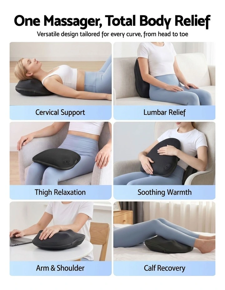 Livemor Cordless Heated Massage Pillow 3-Speed Deep Tissue Kneading Massage image 5