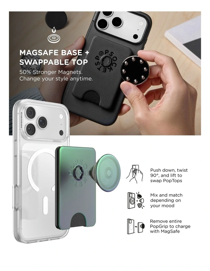 PopSockets PopWallet Kick-Out MagSafe Phone Grip & Stand (Swappable Top) - Nightshade image 6