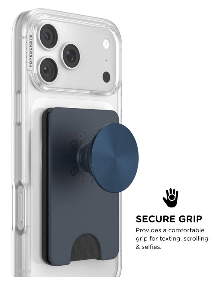 PopSockets PopWallet  Kick-Out MagSafe Phone Grip & Stand (Swappable Top) - Aluminum Navy image 3