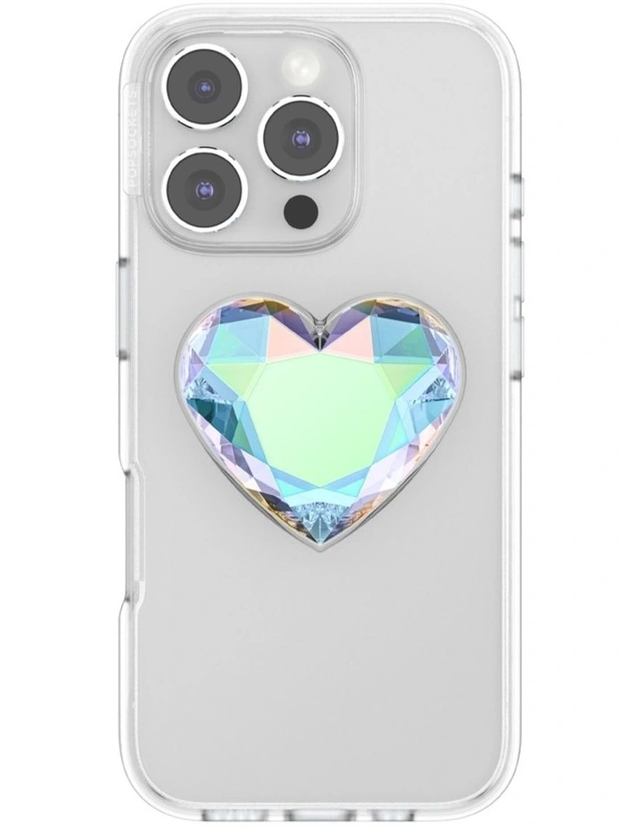 PopSockets PopTop and Chain Lite Phone Grip Holder (Adhesive) - Dichroic Heart Iridescent image 3