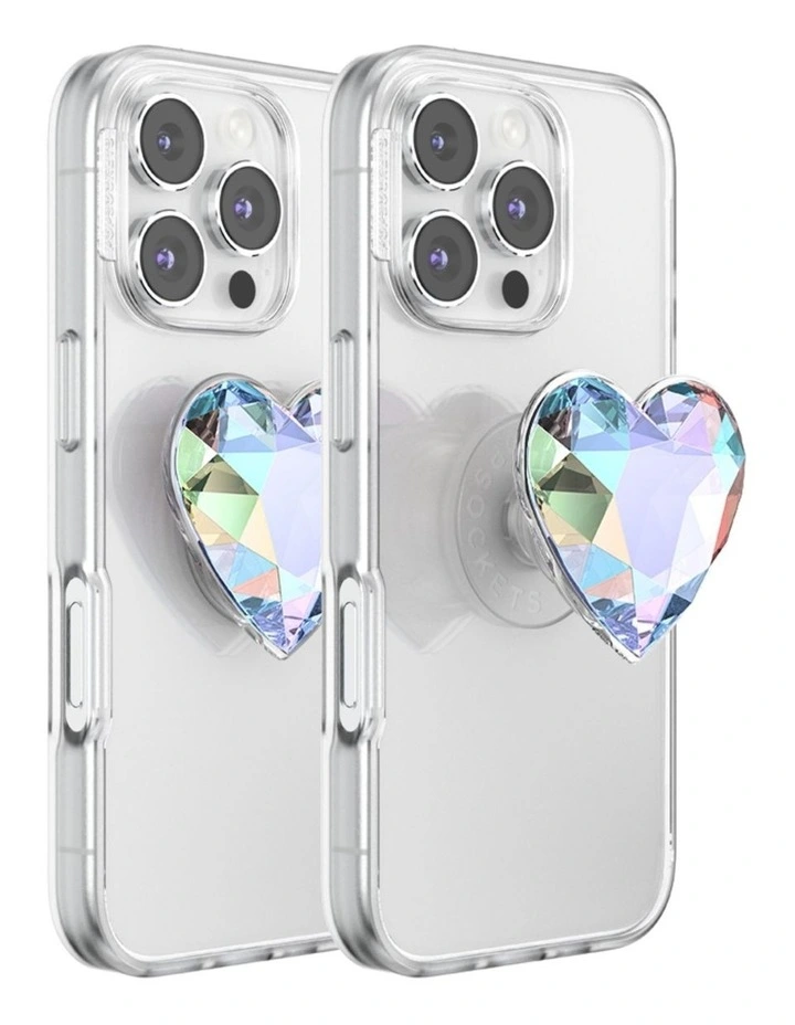 PopSockets PopTop and Chain Lite Phone Grip Holder (Adhesive) - Dichroic Heart Iridescent image 4