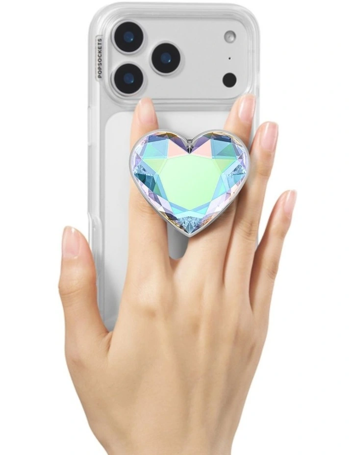 PopSockets PopTop and Chain Lite Phone Grip Holder (Adhesive) - Dichroic Heart Iridescent image 5