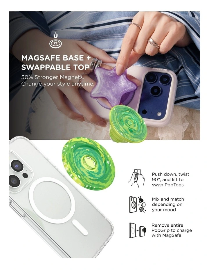 Rick & Morty x PopSockets MagSafe Phone Grip   Magnetic Adapter Ring (Swappable Top) - Ripple Portal image 6