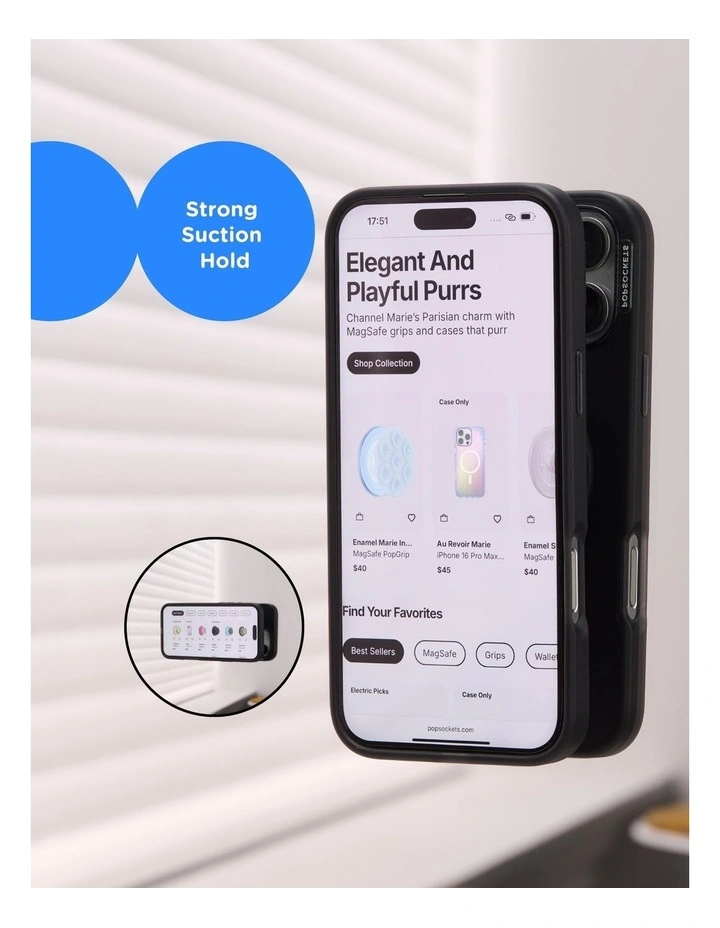 PopSockets PopTop and Chain Lite SuckUp Suction Phone Grip Holder (Adhesive) - Clear image 6