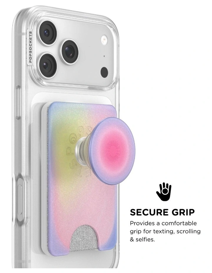PopSockets PopWallet Kick-Out MagSafe Phone Grip & Stand (Swappable Top) - Aura image 3