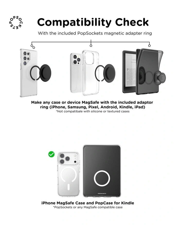 PopSockets PopWallet  Kick-Out MagSafe Phone Grip & Stand (Swappable Top) - Black image 7