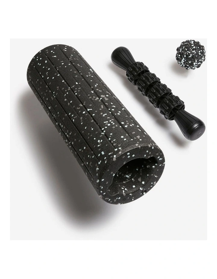 Decathlon | 3 in 1 massage kit - smooth roller, ball and stick, black image 1