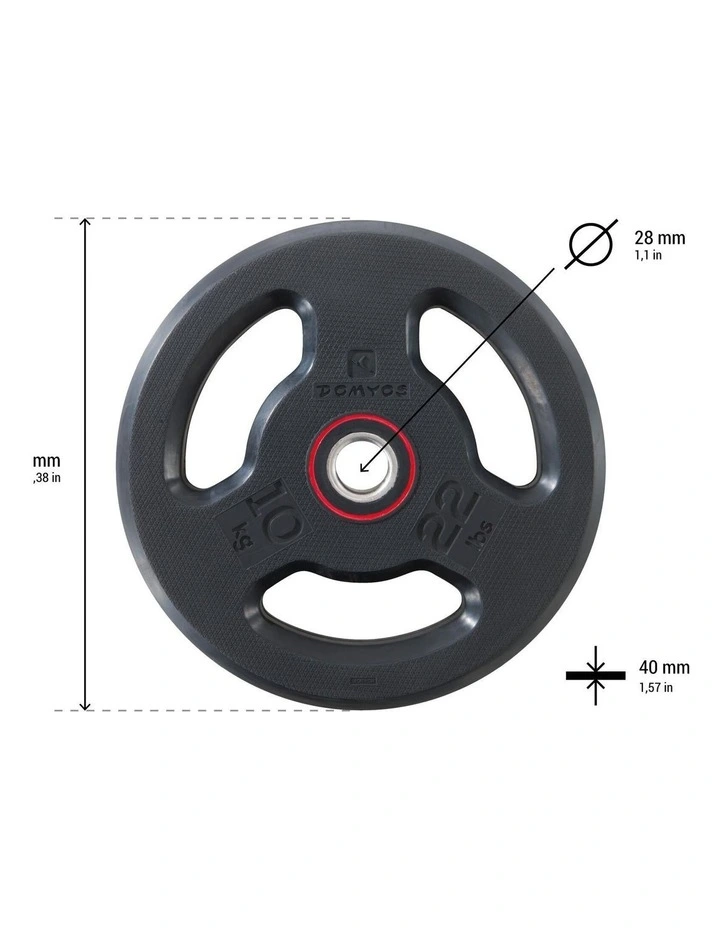 Decathlon | Rubber Weight Disc with Handles 28 mm 10 kg image 3