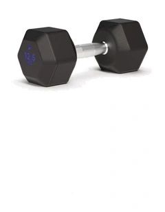 Decathlon | Cross Training and Weight Training 12.5kg Hex Dumbbell - Black