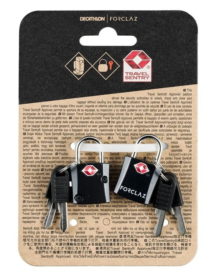 Decathlon | Travel Backpack Padlocks w/ Keys 2-pack - smoked black / 8577797 image 5
