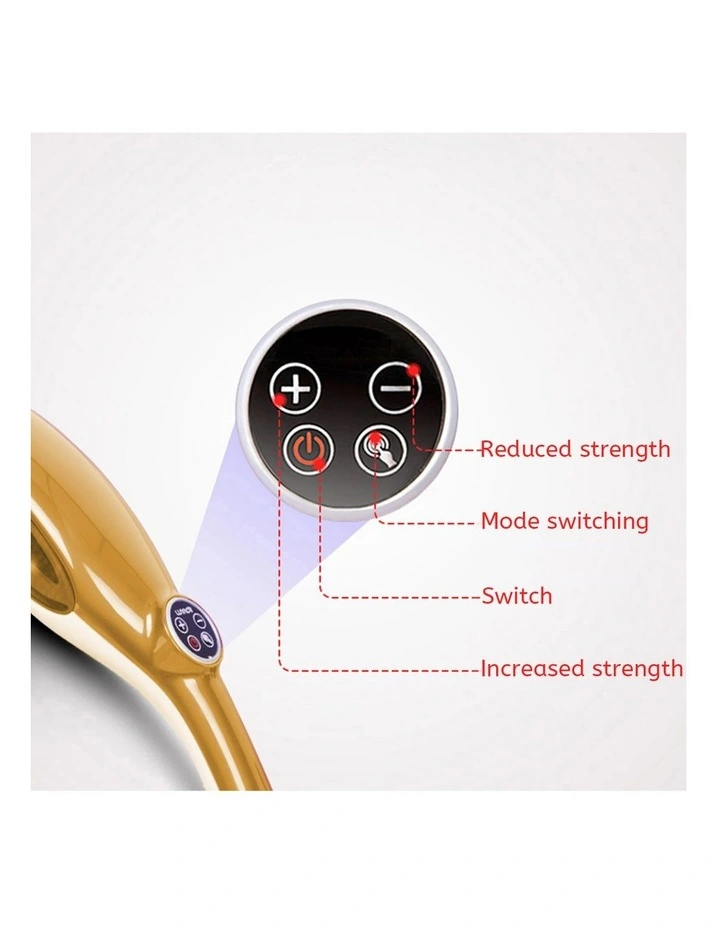 SOGA 6-Head Handheld Body Massager with Red Light Heat - Gold image 3
