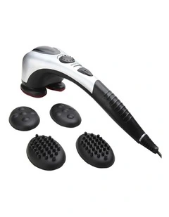 SOGA Dual-Head Handheld Percussion Body Massager with Heat - Silver