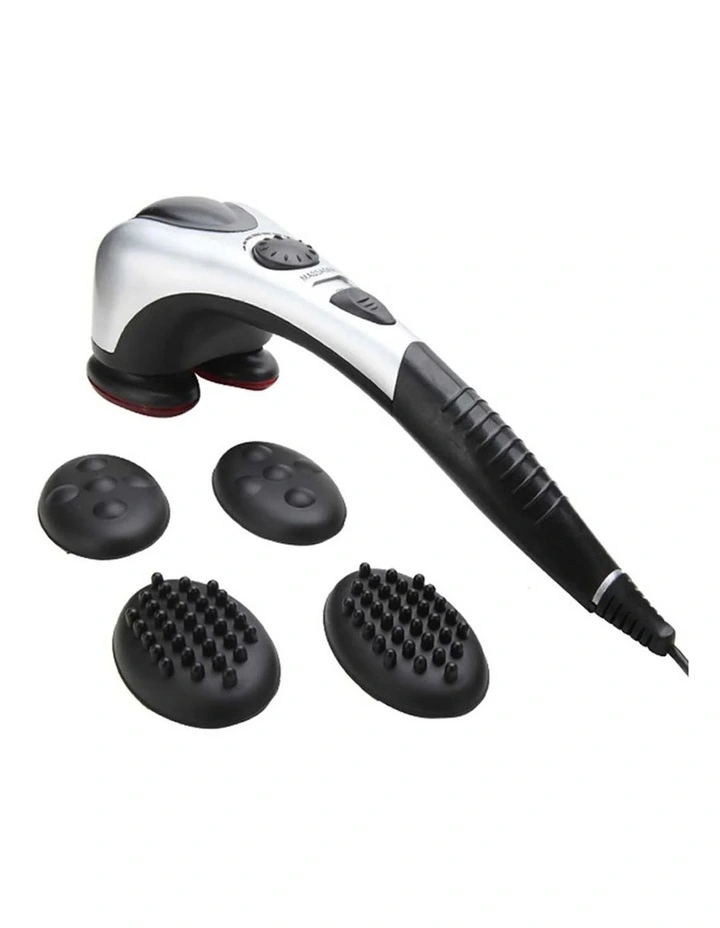 SOGA Dual-Head Handheld Percussion Body Massager with Heat - Silver image 1
