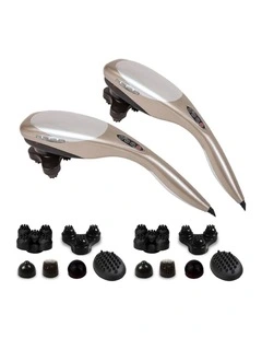 SOGA 2 Pack Handheld Body Massagers with 6 Attachments - Grey