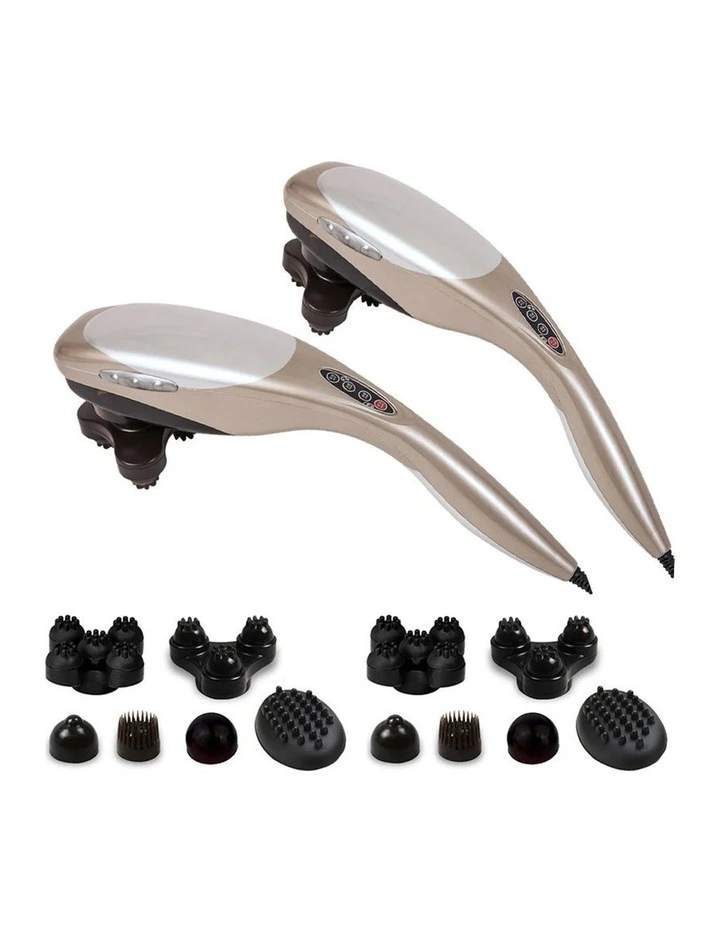 SOGA 2 Pack Handheld Body Massagers with 6 Attachments - Grey image 1