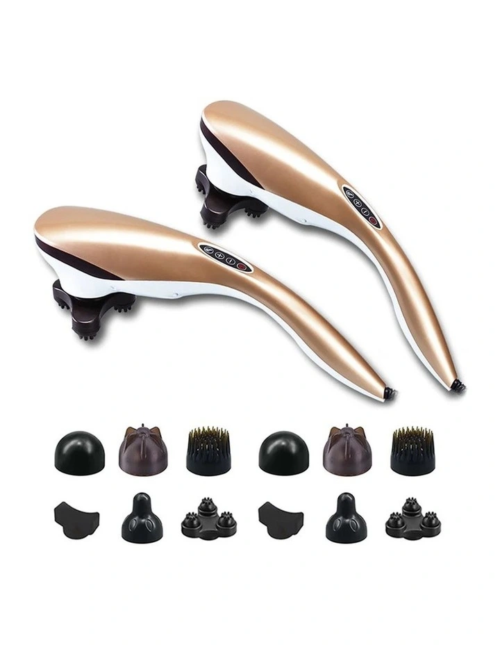 SOGA 2 Pack 6-Head Handheld Body Massagers with Curved Handles - Champagne image 1