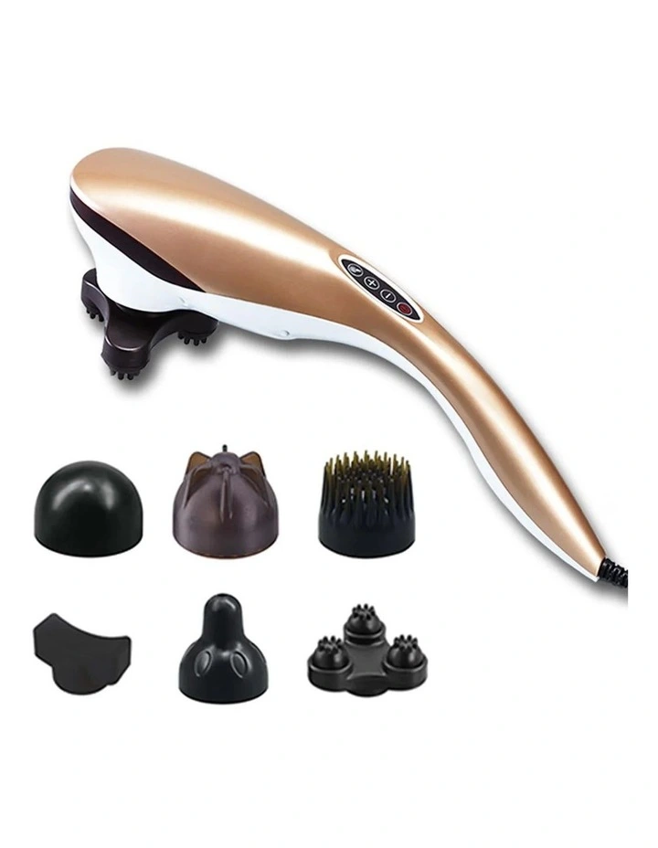 SOGA 6-Head Handheld Body Massager with Curved Handle - Champagne image 1