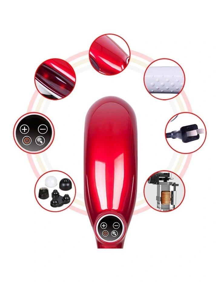 SOGA 6-Head Handheld Body Massager - Red image 2