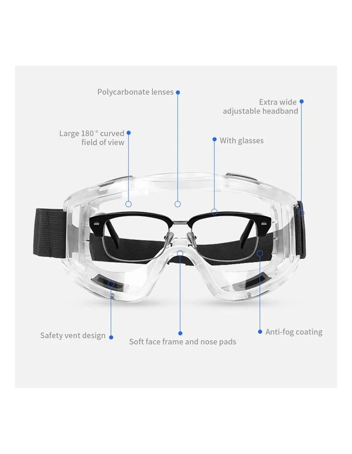 SOGA 2X Clear Protective Eye Glasses Safety Windproof Lab Goggles Eyewear image 2