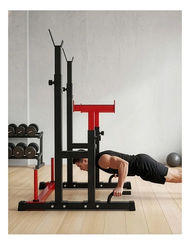 Centra Adjustable Squat Rack Barbell Stand Press Dip Station Home Gym 250KG image 7
