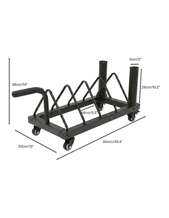 Centra Horizontal Bumper Plate Rack with Wheels Barbell Weight Storage Holder image 3