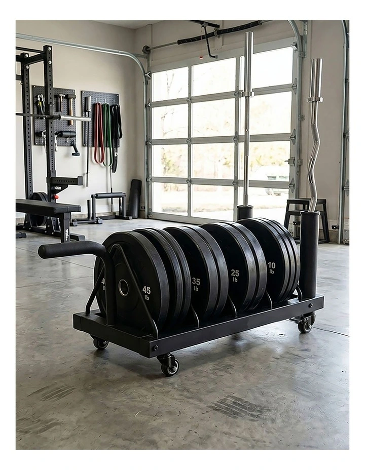 Centra Horizontal Bumper Plate Rack with Wheels Barbell Weight Storage Holder image 7