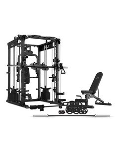 LSG GRK200 with FID Bench, 90kg Olympic Weights - Barbell and Rubber Tri-Grip Plates
