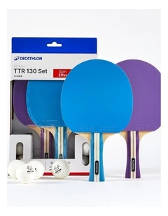 Decathlon | Set of 2 Bats TTR 130 Spin 4* ITTF School/Club   Balls - Purple/Blue