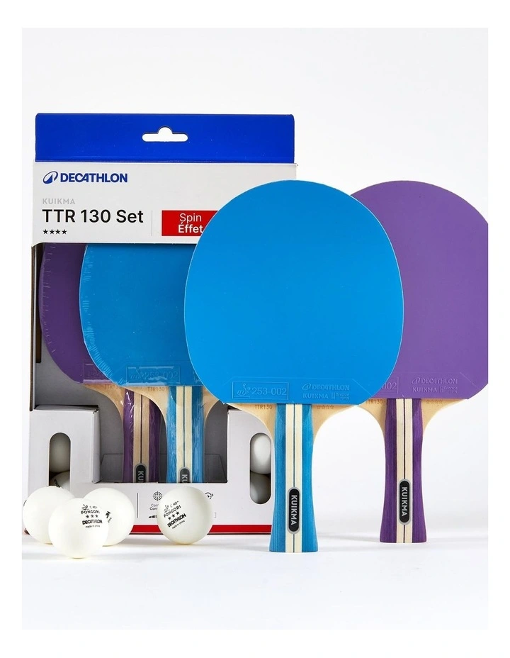 Decathlon | Set of 2 Bats TTR 130 Spin 4* ITTF School/Club Balls - Purple/Blue image 1