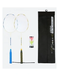 Glow in dark Adult Badminton Racket Set Flex Set BR190 Nite Blue Yellow