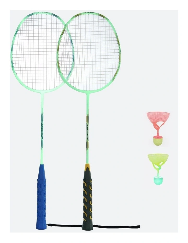 Glow in dark Adult Badminton Racket Set Flex Set BR190 Nite Blue Yellow image 2