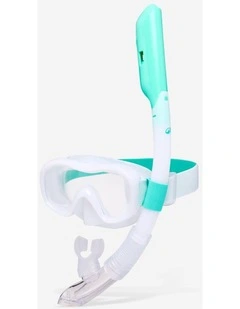 Kids snorkelling COMFORT anti-fog mask DRY TOP snorkel set, 100 White