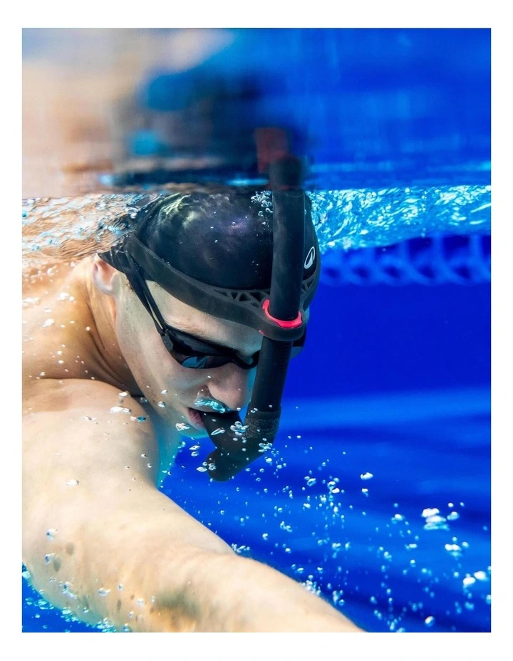 Decathlon | Swimming Centre-Mounted Snorkel M/L Black Red image 3