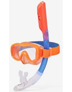 Kids snorkelling COMFORT anti-fog mask DRY TOP snorkel set, 100 Orange