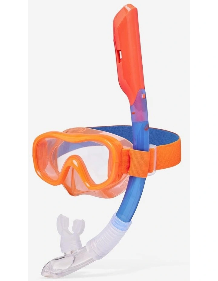 Kids snorkelling COMFORT anti-fog mask DRY TOP snorkel set, 100 Orange image 1