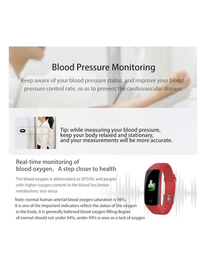 SOGA 2X Fitness Tracker Smart Watch Touch Screen Red image 6