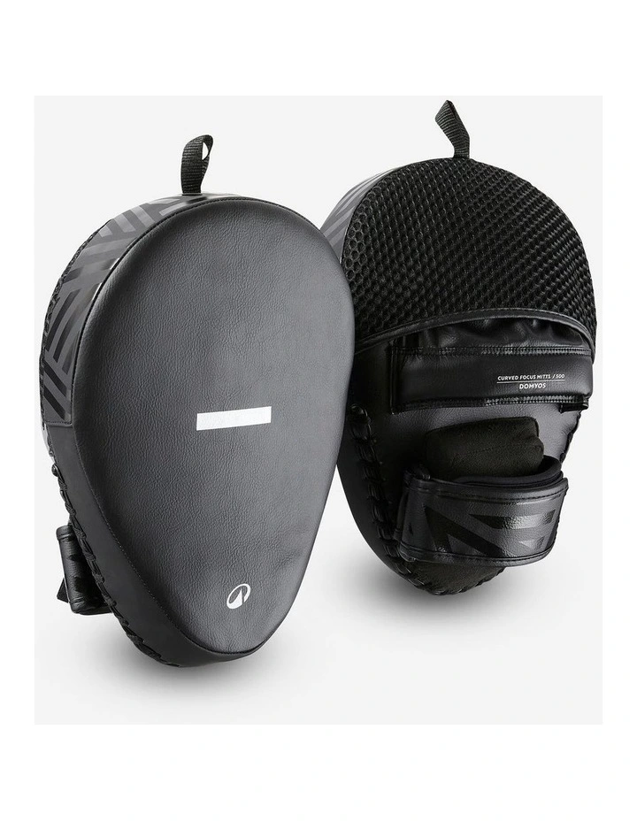 Decathlon | Curved Punch Mitts with Fastener Strap - Black image 2