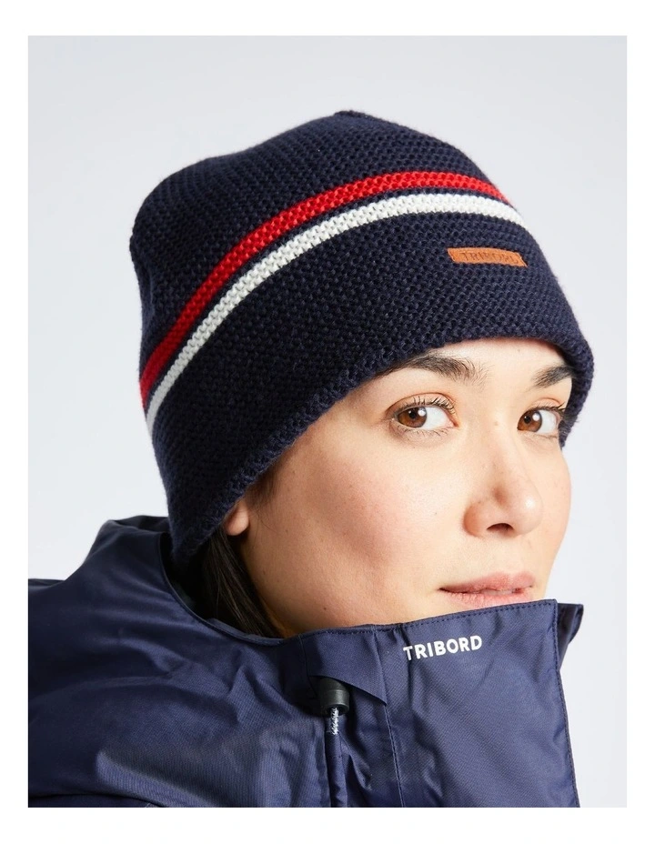 Decathlon | Adult sailing warm windproof beanie SAILING 100 - Blue white red image 3