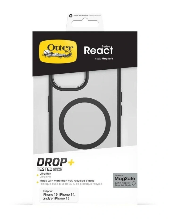 OtterBox React MagSafe Case For iPhone 16e/15/14/13 - Clear/Black image 5