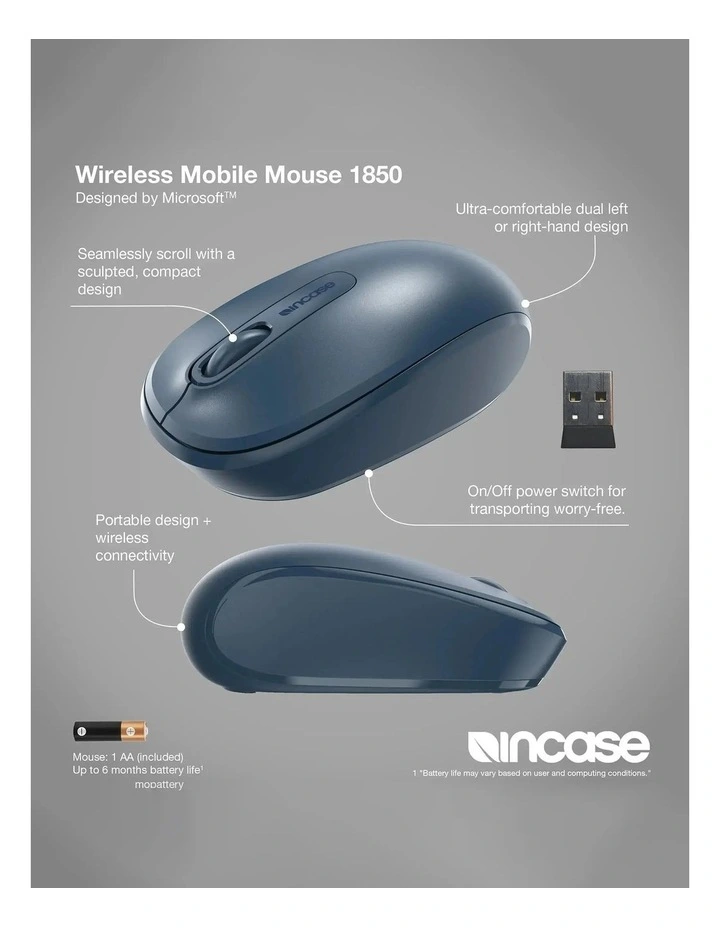 Incase Designed by Microsoft Wireless Mobile Mouse 1850 - Wool Blue image 7