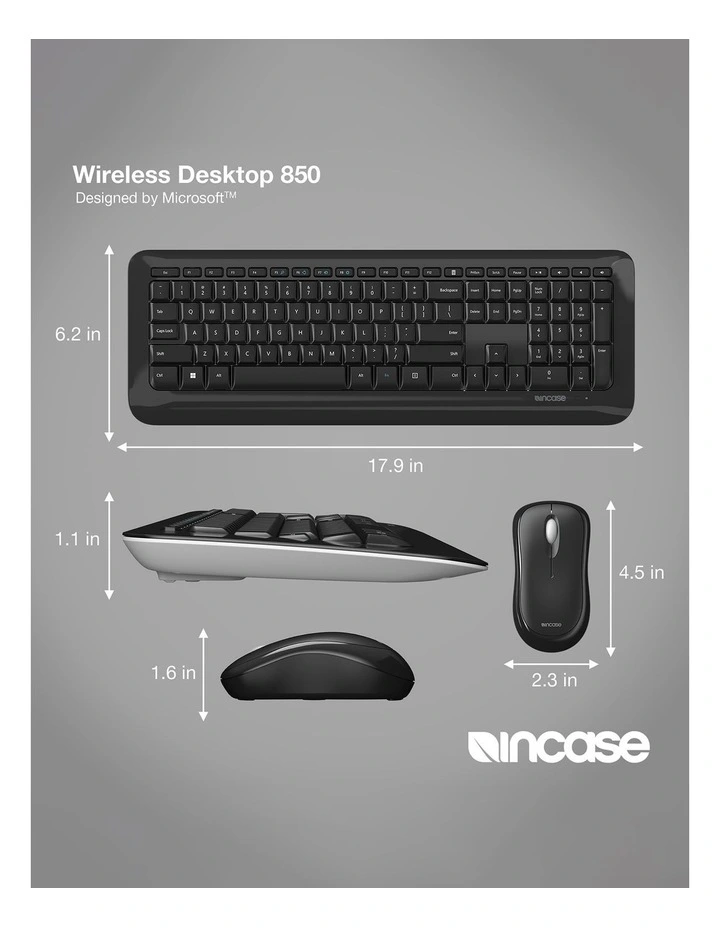 Incase Designed by Microsoft Desktop 850 Wireless Keyboard And Mouse - Black image 6