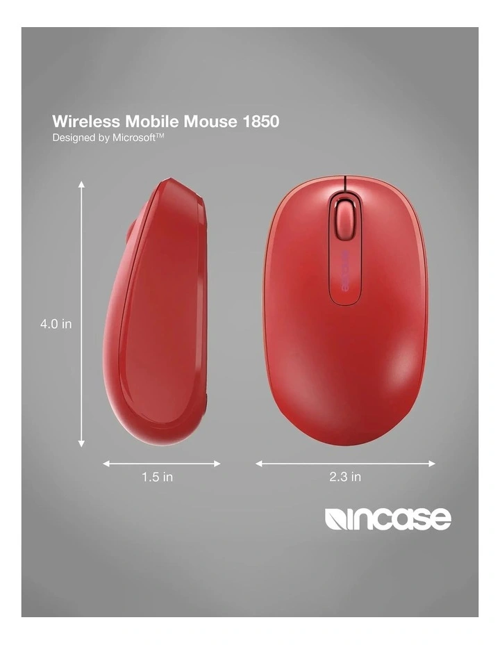 Incase Designed by Microsoft Wireless Mobile Mouse 1850 - Flame Red image 7