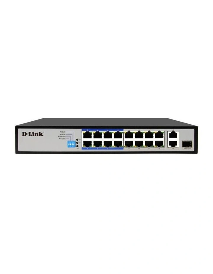 D-Link 18-Port PoE Switch with 16 PoE Ports - Black image 1