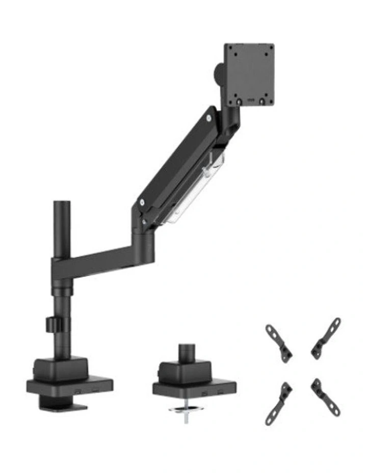 Brateck Heavy-Duty Pole Gas Spring Monitors Arm 2457 - Matte Black image 1