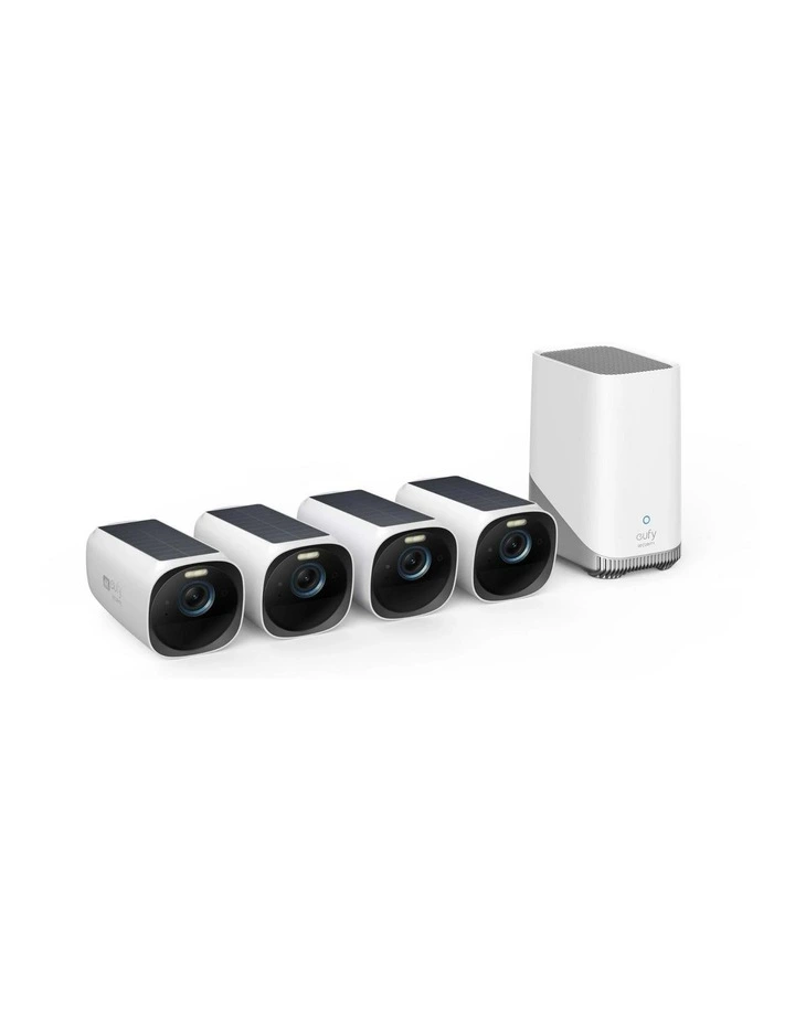 eufy eufyCam 3 (S330) 4K Security Camera 4-Camera Kit with HomeBase 3 - White image 1