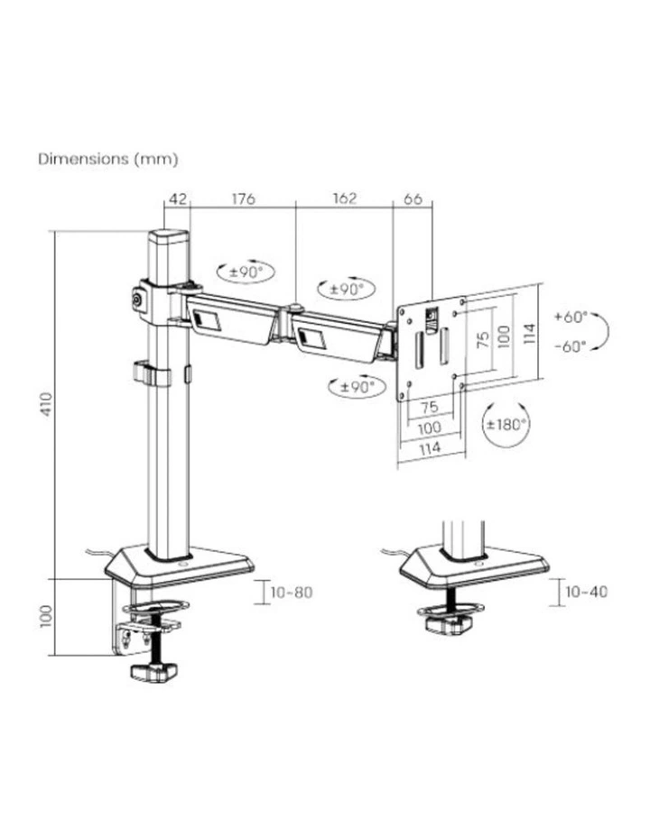 Brateck Articulating RGB Lighting Gaming Monitor Arm 17- 40 - Black image 2