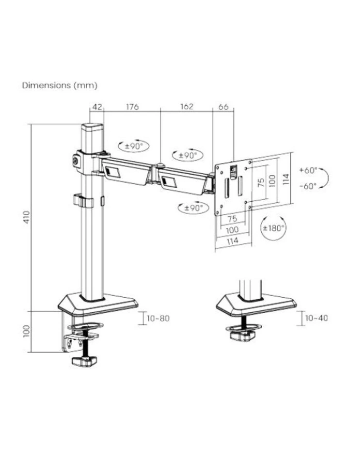 Brateck Amethyst Articulating Gaming Monitor Arm 17-40 - Matte Black image 2