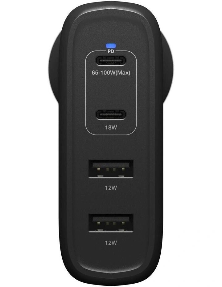 OtterBox 100W Four Port USB-C & USB-A PD Fast Wall Charger - Black image 3