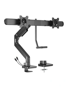Brateck Noteworthy Dual Monitor Arm For 17-32 with USB Ports - Black